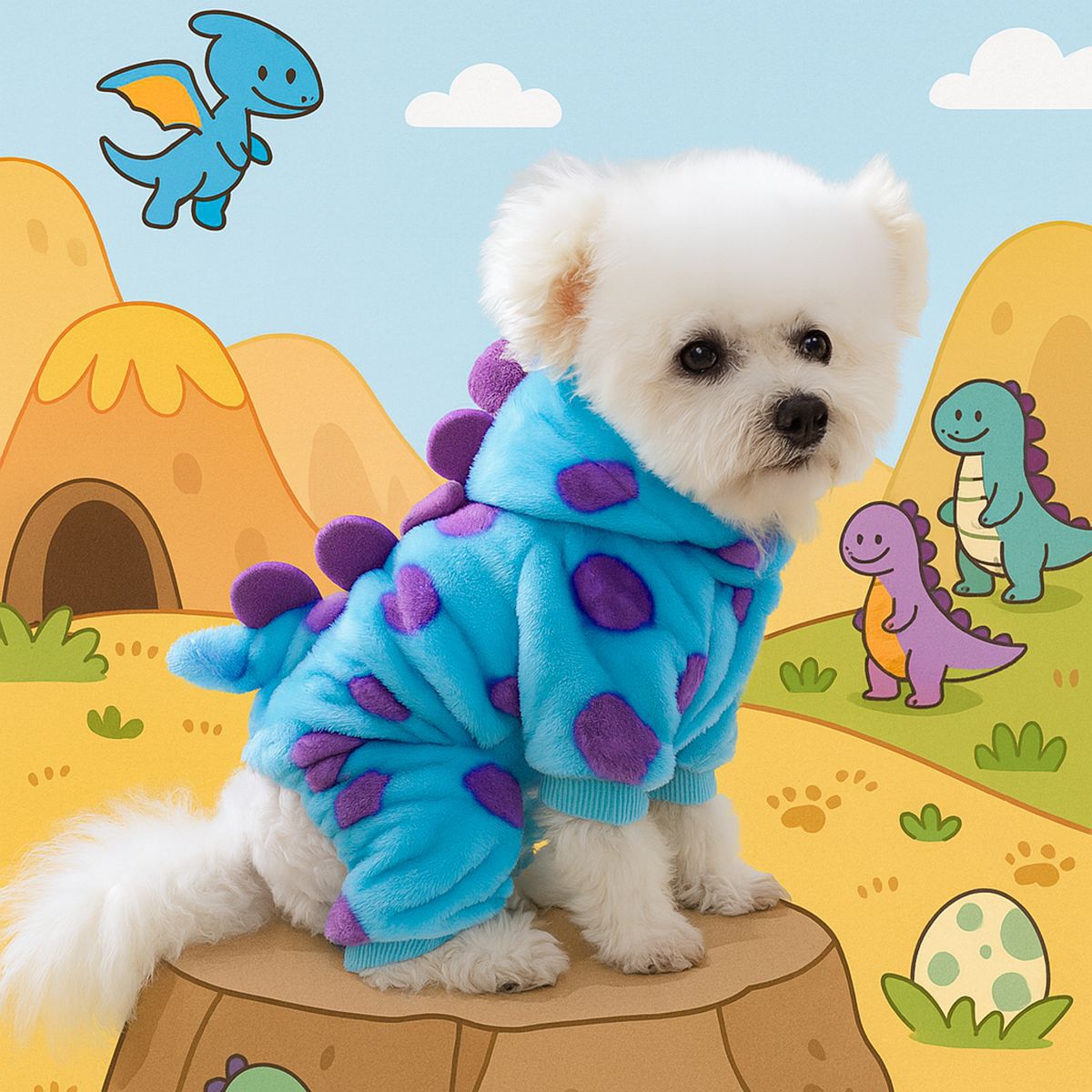 Fleece lined animal costume hoodie for dogs and cats in Elephant, front view