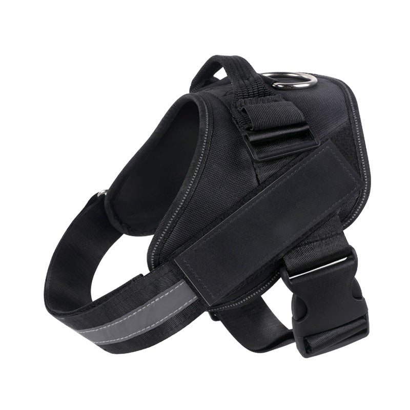 Reflective nylon vest dog harness in black for large dogs
