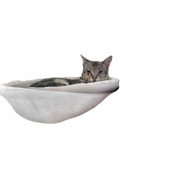 Compact metal cat climbing frame with integrated bed