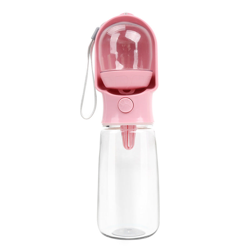 Portable Dog Travel Water Bottle with Built-In Food Container and Leak-Proof Lid