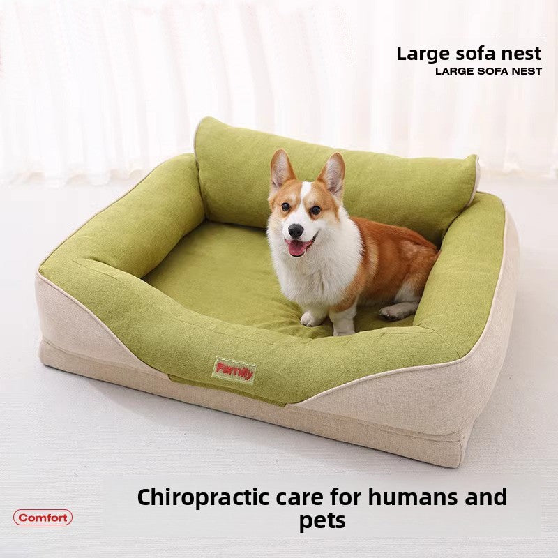 Four-season removable washable pet bed for cats in green