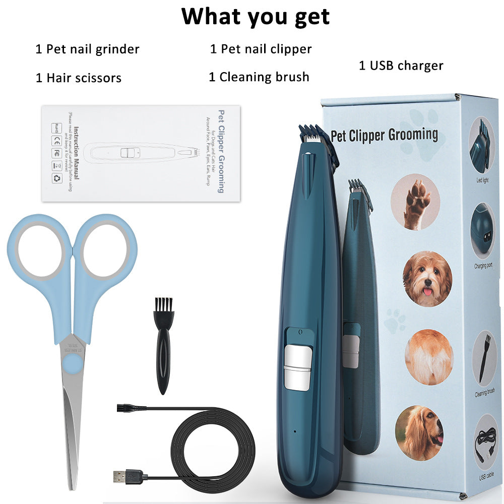 Ceramic Blade Pet Paw Trimmer with LED Light and Limit Comb