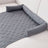 Large waterproof pet sofa cushion bed with pillow, shown in 4 colours and styles