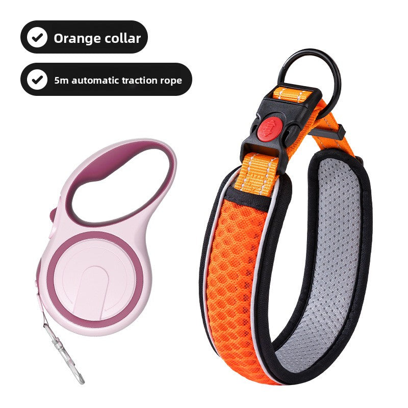 Adjustable dog collar with optional lead, 4 sizes available