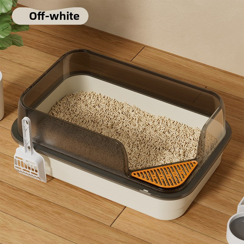 Semi-Enclosed Cat Litter Box for Large Cats, Anti-Splash Design