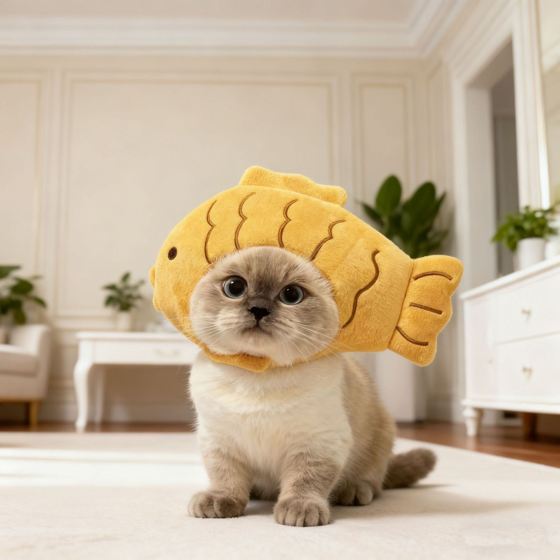 Cute animal headgear hat for cats and small dogs in Shark, material detail