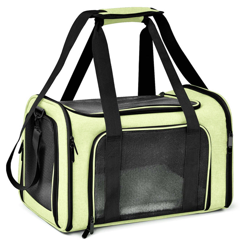 Black breathable mesh pet carrier bag with geometric pattern, photo 23