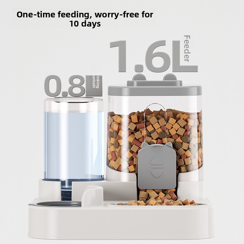 Cat Gravity Feeder with Sliding Cat-Ear Lid, Cylinder and Dual Compartment Styles