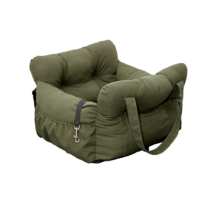 Portable car pet bed for small dogs in Army Green