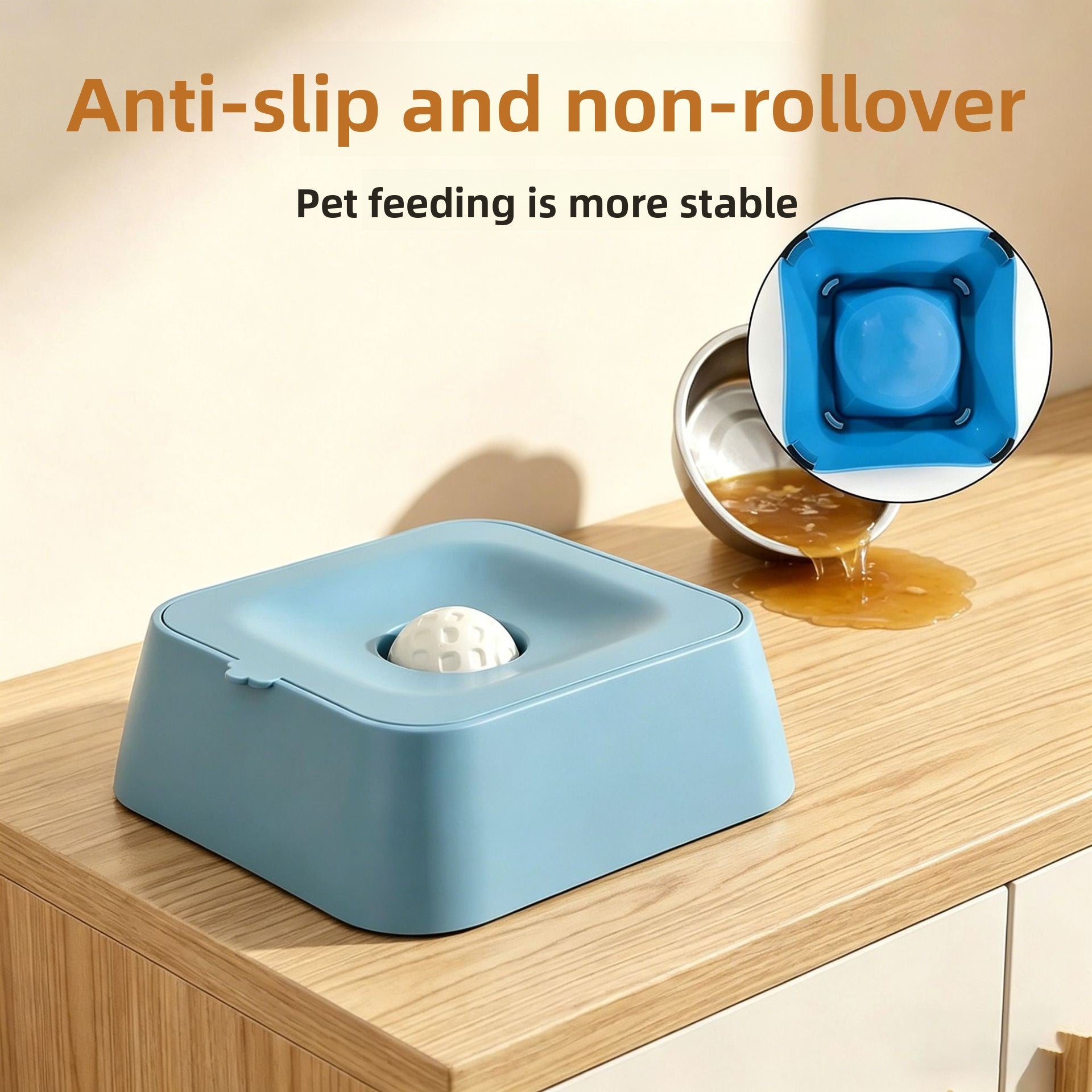 Slow Feeder Dog Bowl with Water Compartment, Non-Slip Base and Licking Surface
