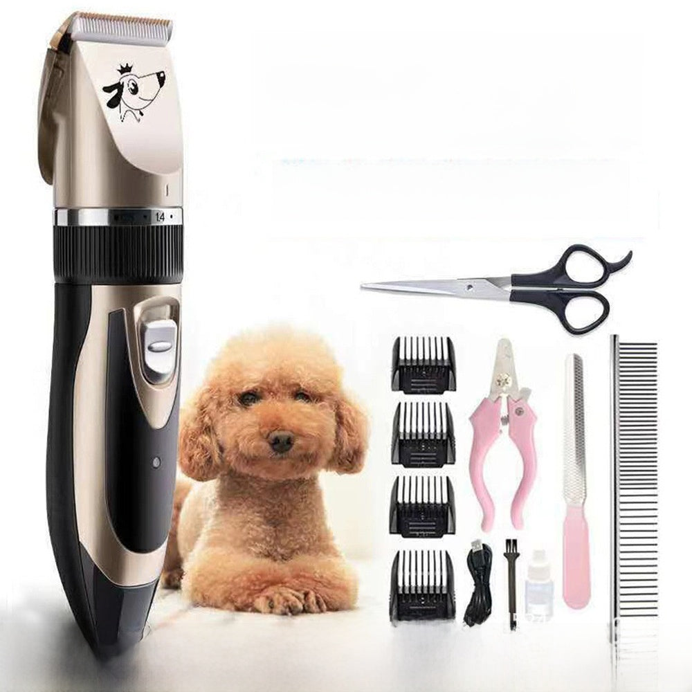 Pet Hair Clipper Set with 4 Limit Combs, Rechargeable Dual Voltage