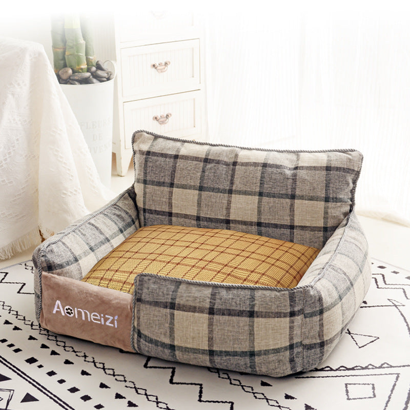 Check pattern pet nest bed with removable washable cover, photo 35 of 77
