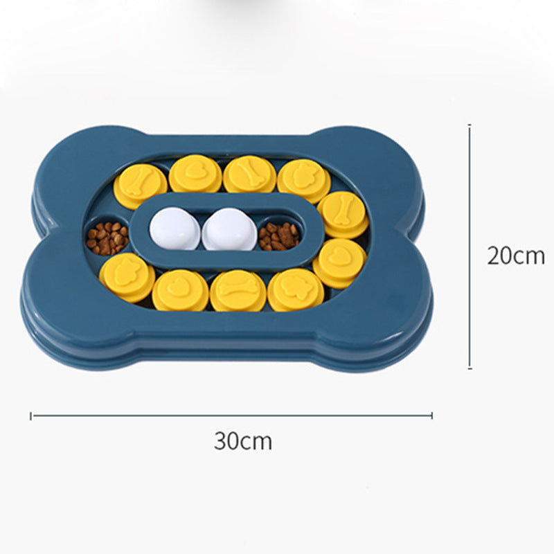 Dog puzzle slow feeder bowl in Bone Puzzle, Blue