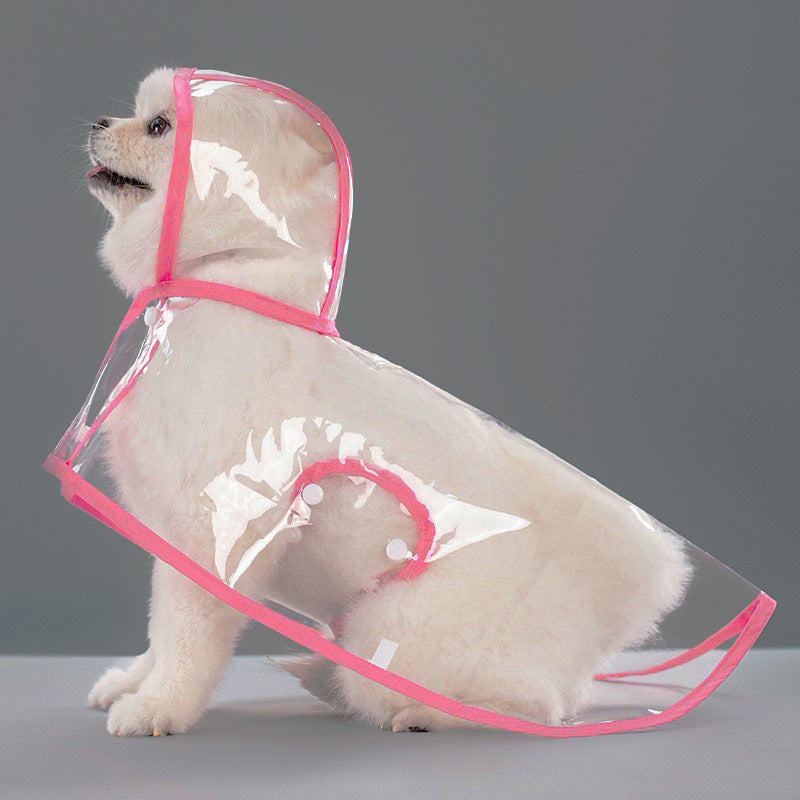 Clear EVA dog raincoat with four-leg cover in pink, product image 7