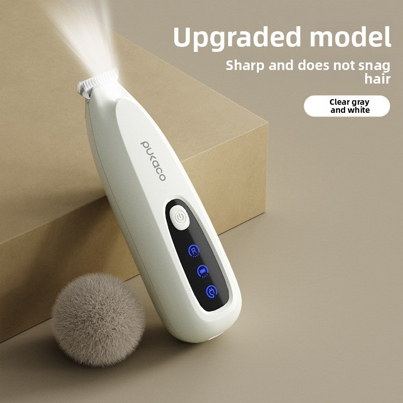 Thumb-Grip Pet Hair Clipper with Wide Blade Head, Quiet USB Kit