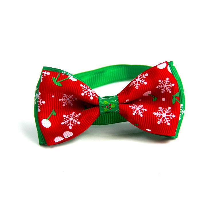 Christmas ribbon bow tie collar for dogs and cats in Style 8, top view