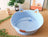 Small woven rattan cat nest in macaron blue with ball, view 16