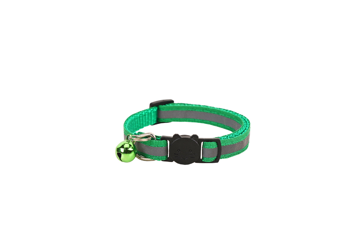 Reflective breakaway cat collar with silicone AirTag holder sleeve and bell, view 12