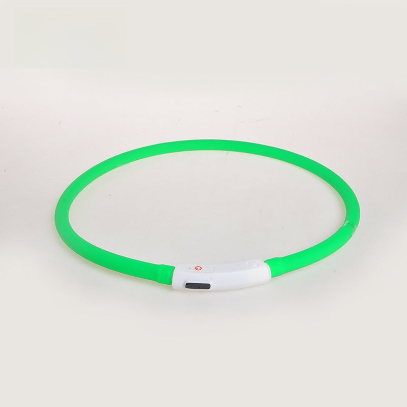 Rechargeable LED silicone dog collar in Red, side view