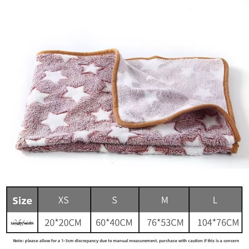 Small coral fleece pet mat in Brown Paw, photo from another angle