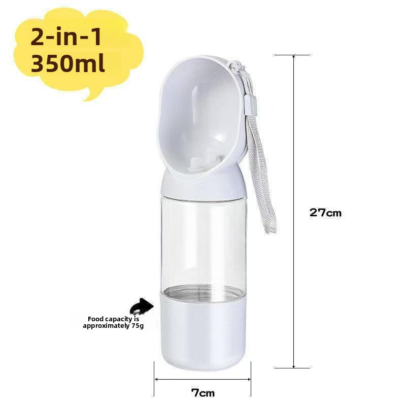 Portable Pet Water Bottle with Attached Food Container for Outdoor Walks