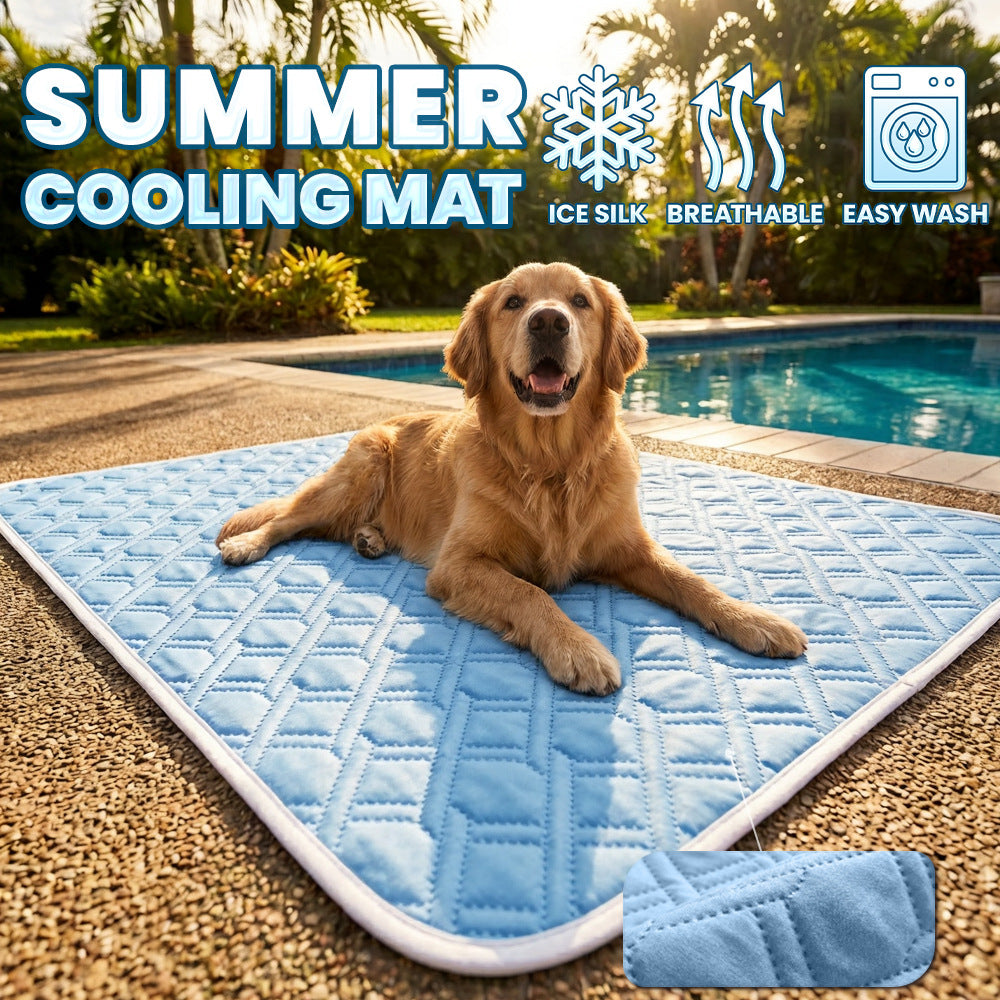 Ice silk cooling dog mat in lake blue, photo 1 of 10