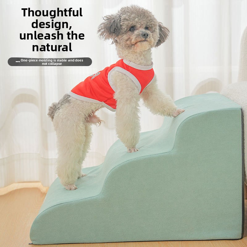 Foam dog stairs with removable cover in sky blue