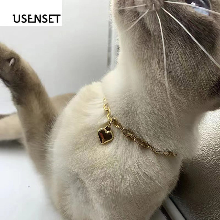 Alloy chain pet necklace with heart pendant, ideal for photos and special occasions