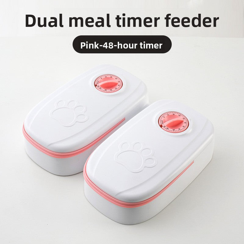 Timed Automatic Pet Feeder with Dry and Wet Food Compartments for Dogs and Cats