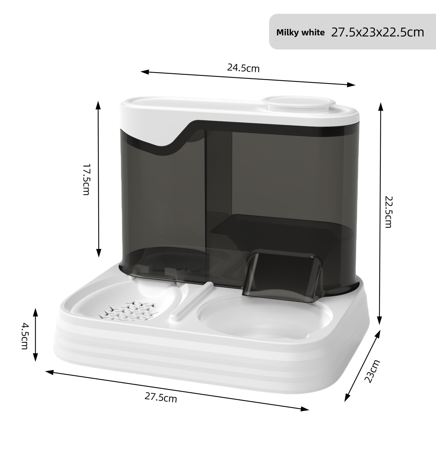 2-in-1 Gravity-Fed Pet Feeder and Water Dispenser Compatible with Standard Bowls