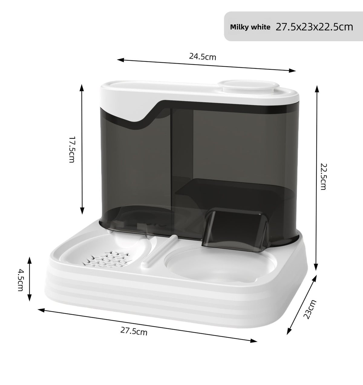2-in-1 Gravity-Fed Pet Feeder and Water Dispenser Compatible with Standard Bowls