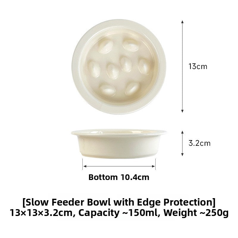 Ceramic Slow Feeder Pet Bowl with Removable Yogurt Box and Non-Slip Base in Seven Colours