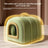 Enclosed pet bed with door curtain and removable pad for cats