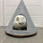 Christmas tree knitted cat nest with soft cushion inside, detail and texture view
