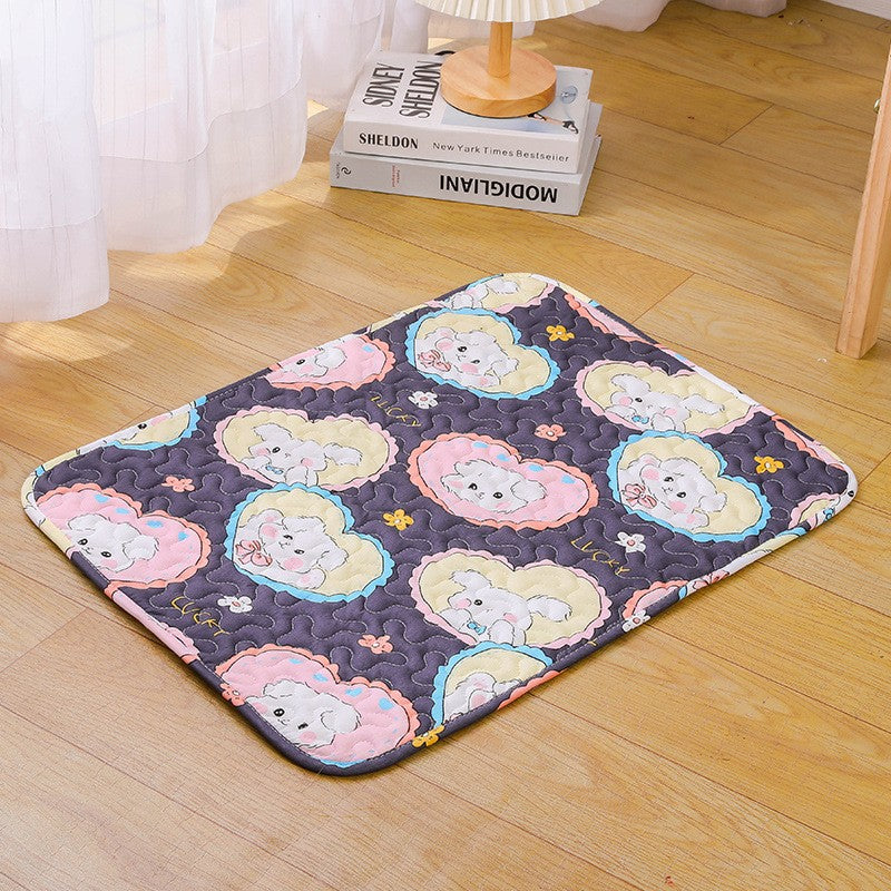 Cotton pet sleeping mat with print in Dark Grey Heart, size 70 x 50cm