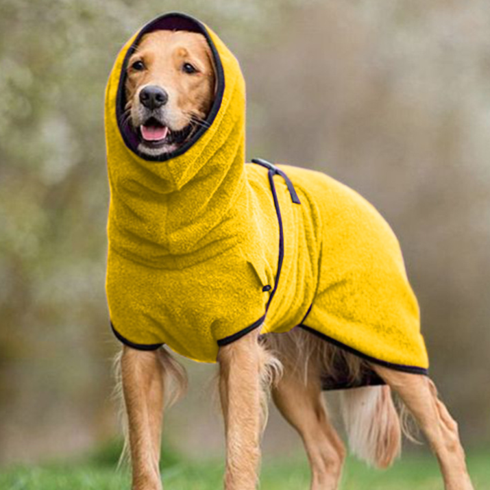 Polar fleece dog jumpers shown in seven colours