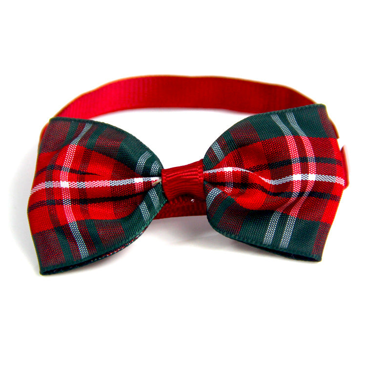 Christmas ribbon bow tie collar for dogs and cats in Style 2, material detail