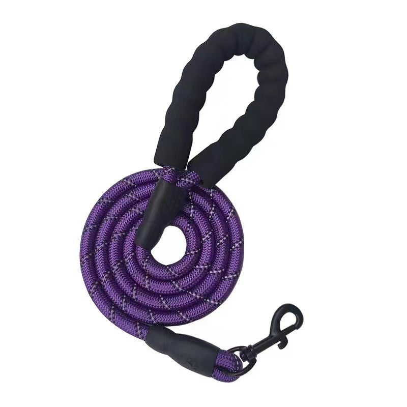 Reflective nylon dog lead in sky blue with metal clip