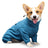 Adjustable high neck fleece coat for large dogs in Turquoise, side view