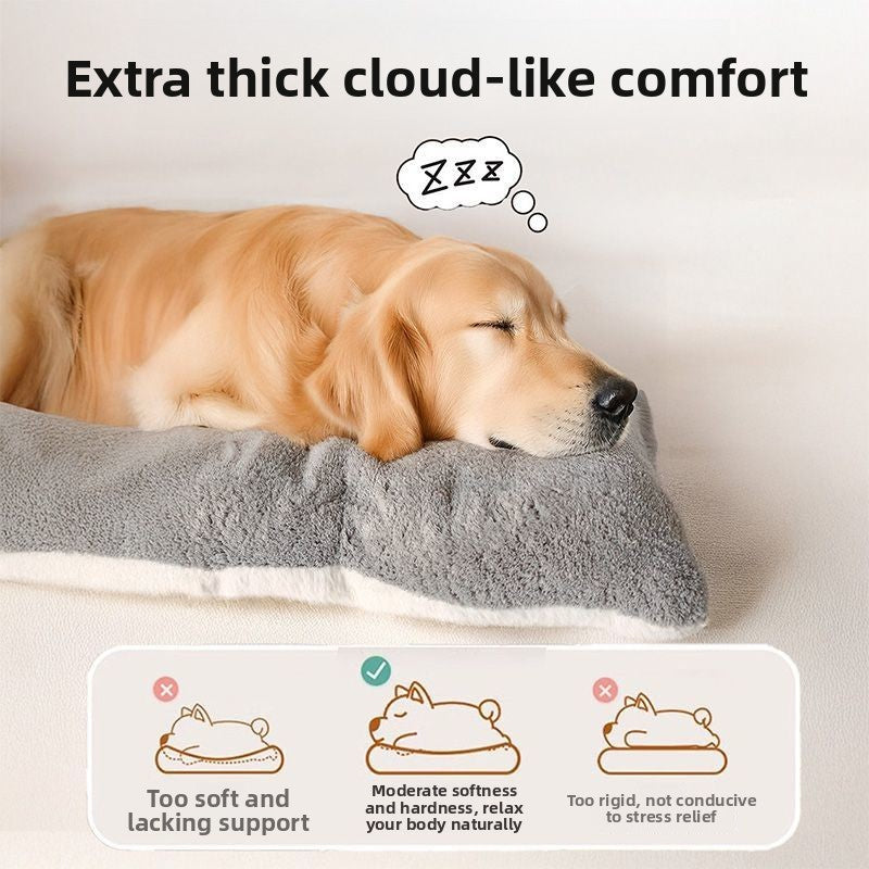 Extra thick fleece-lined dog bed mat, photo from another angle