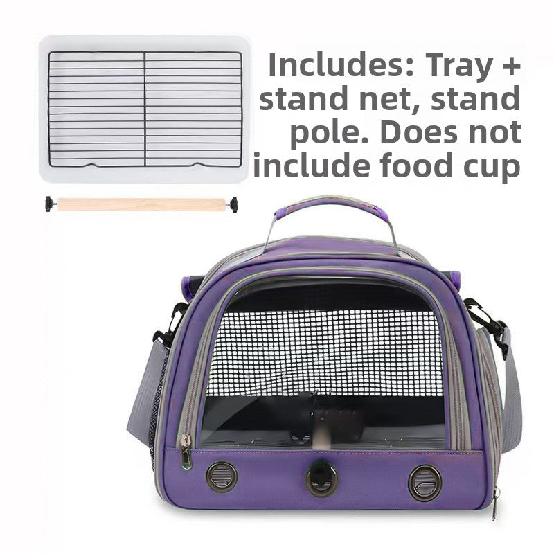 Green breathable bird carrier shoulder bag with mesh windows, view 14