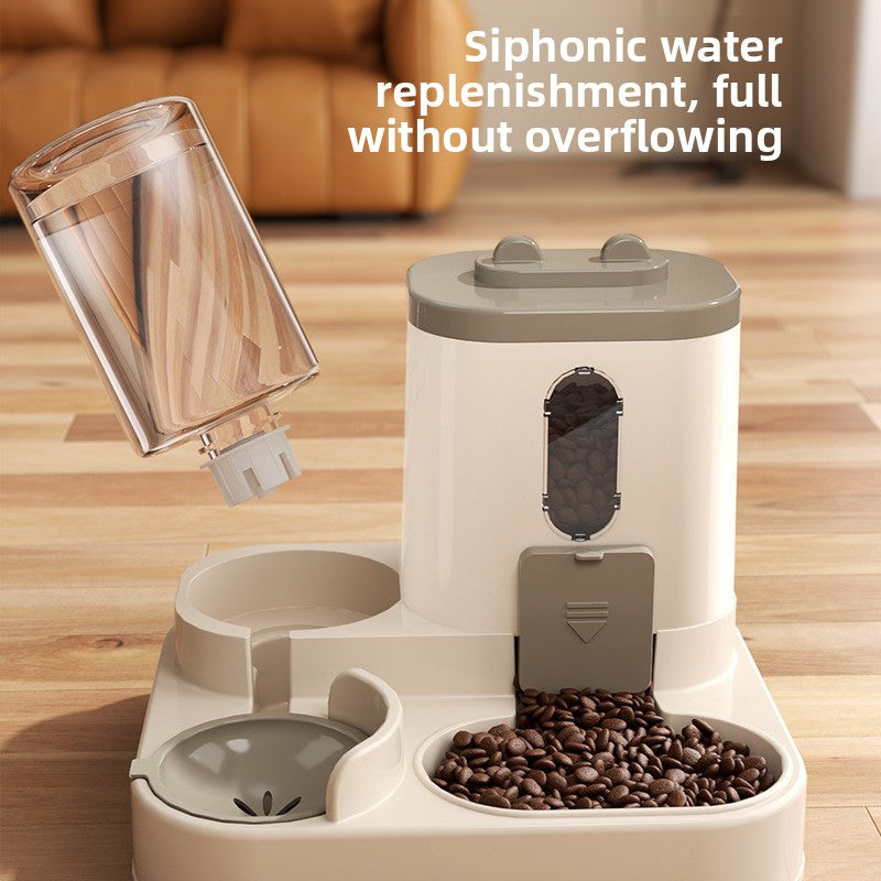 Automatic Cat Feeder and Water Dispenser with Sliding Cover and Controlled Portion Release
