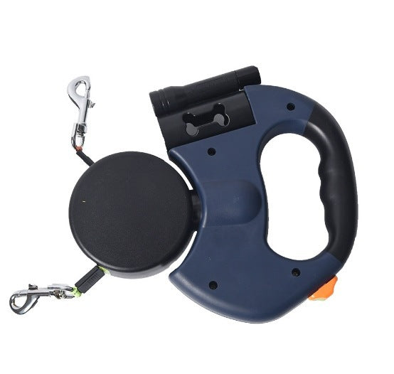 Dual retractable lead for two dogs, close-up detail view