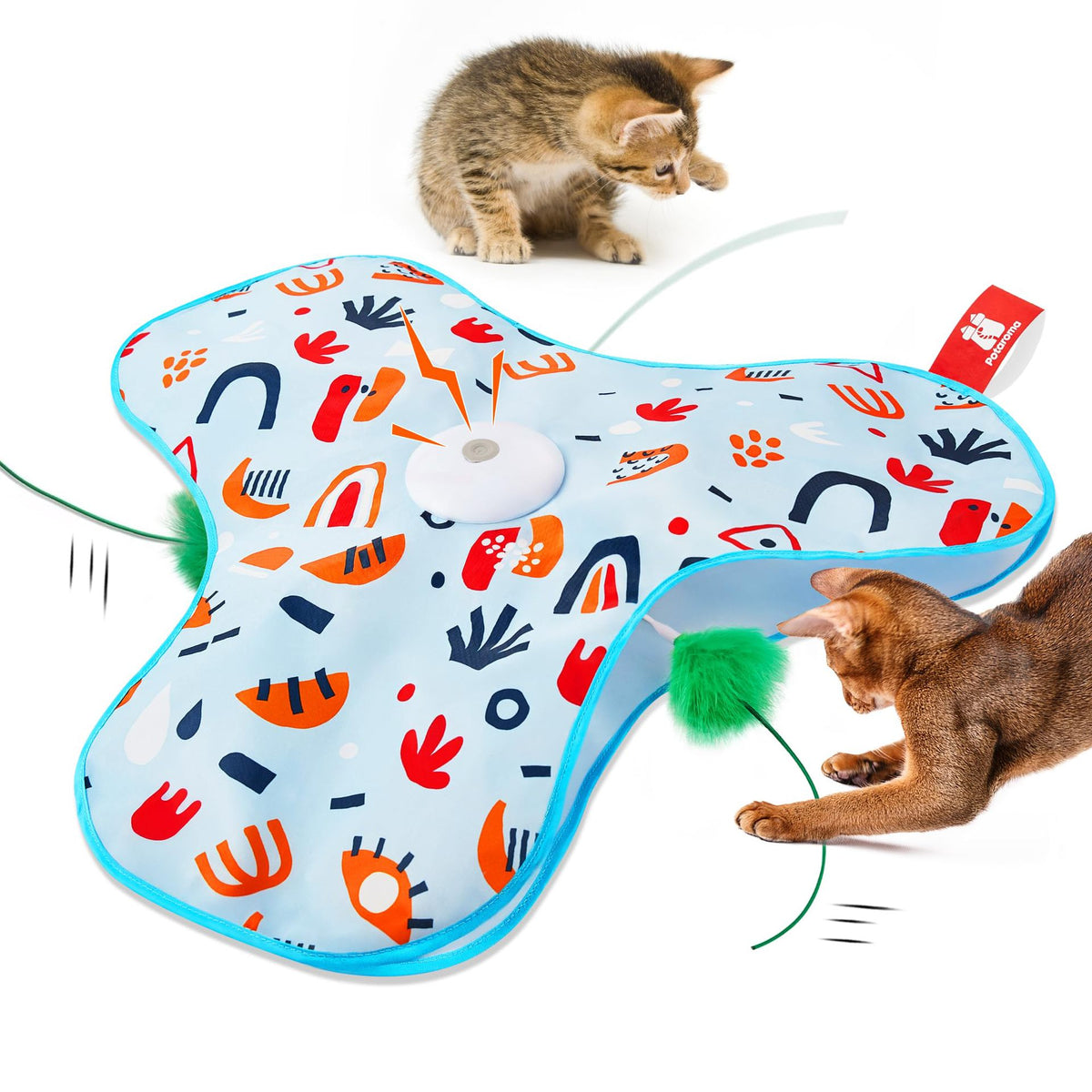 Interactive cat play cover with sound in sky blue