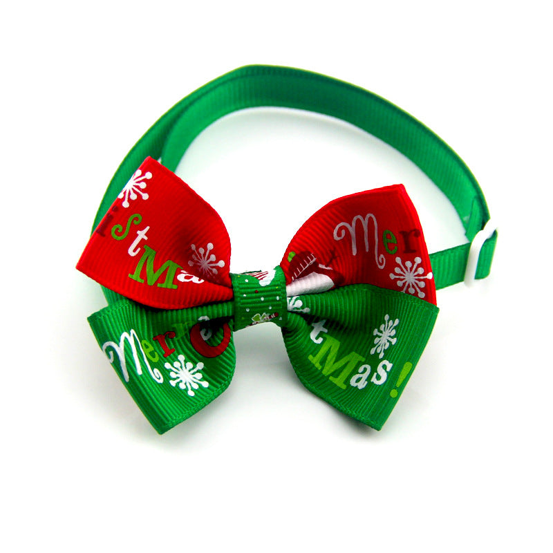 Christmas ribbon bow tie collar for dogs and cats in Style 3, side view