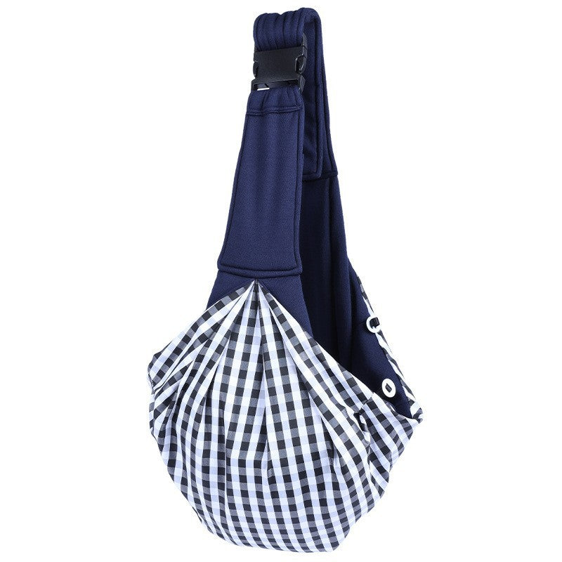 Foldable grey pet shoulder carrier bag with a small dog inside, view 3