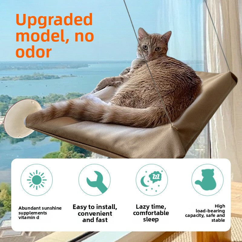 Foldable window cat hammock with suction cups, main product photo