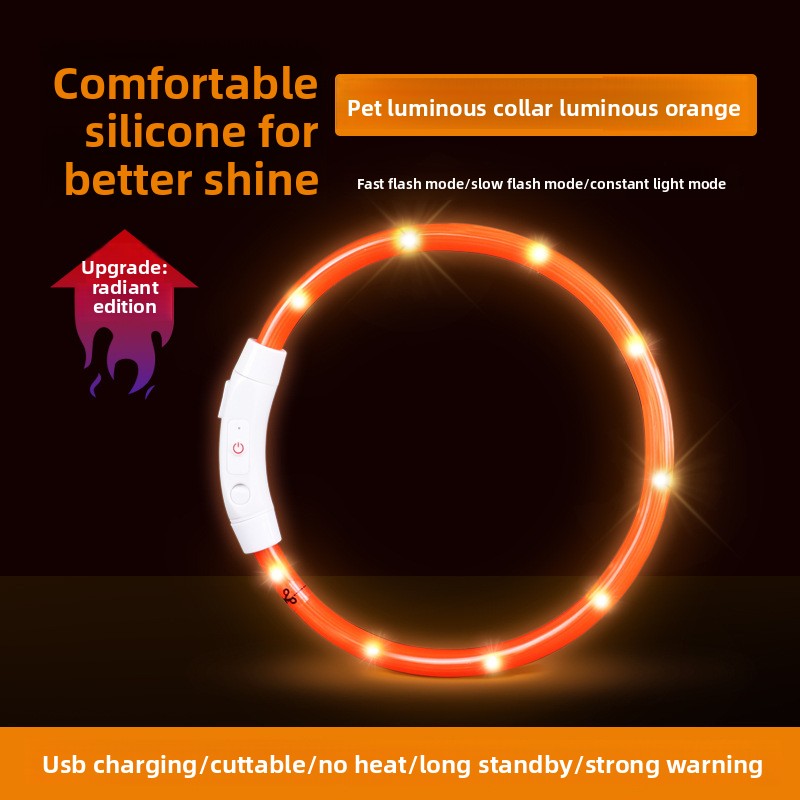 Rechargeable glowing LED dog collar for night walks, view 6
