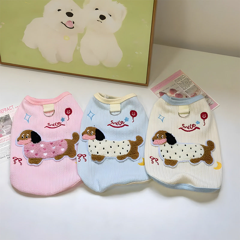Dachshund print dog vest with lead ring, available in 4 colours, image 2