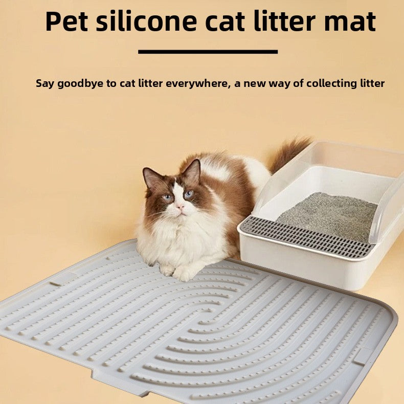 Foldable Non-Slip Silicone Cat Litter Mat, Easy to Clean